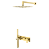 BOHEME Смеситель встроенный, верхний душ, ручной душ Qubic Matt Gold (золото матовое)