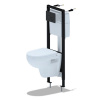 АНИ ПЛАСТ Инсталляция WC1010 в наборе с унитазом BEST, сидением WS0320, клавишей WP1330 (черная мато
