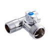 MVI Кран-тройник для подключения сантехнических приборов 1/2"х3/4"х1/2" вн.-нар.-нар., бабочка, PREM