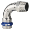 VARMEGA Угольник раструбный 90° Inox Press с нар.р. нерж. сталь 22x1/2"