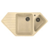 MIXLINE Мойка ML-GM25 угловая двухчашевая с крылом, бежевая (328), 500*970*200мм