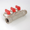 VALTEC Коллектор латунный с отсекающими кранами, 1"х3 вых. 1/2" нар., для систем холодного и горячег