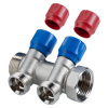 VALTEC Коллектор латунный с регул. вентилями, 1"х2 вых. Евроконус 3/4", для систем холодного и горяч