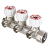 VALTEC Коллектор латунный с регул. вентилями, 3/4"х2 вых. евроконус 1/2", для систем водоснабж.