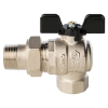 STOUT Кран шаровой полнопроходной угловой с американкой 3/4", Вн./Нар., ручка бабочка