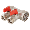 VALTEC Коллектор латунный с отсекающими кранами, 1"х2 вых. Евроконус 3/4", для систем холодного и го
