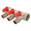 VALTEC Коллектор латунный с отсекающими кранами, 1"х3 вых. 1/2" нар., для систем холодного и горячег